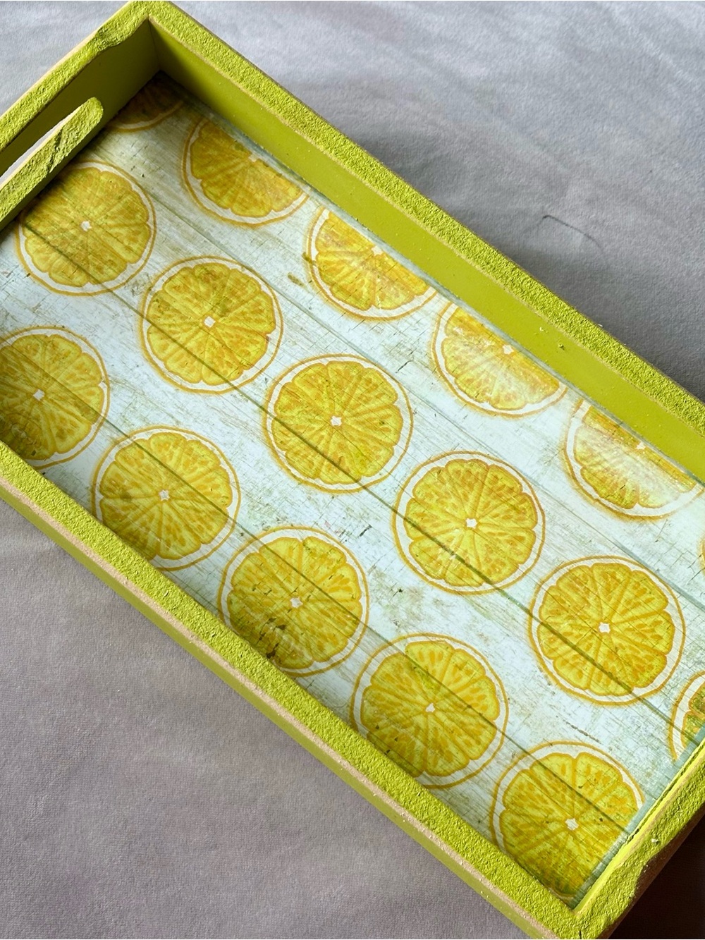 Rustic Wood Citrus Lemon Decorative Serving Tray - Yellow